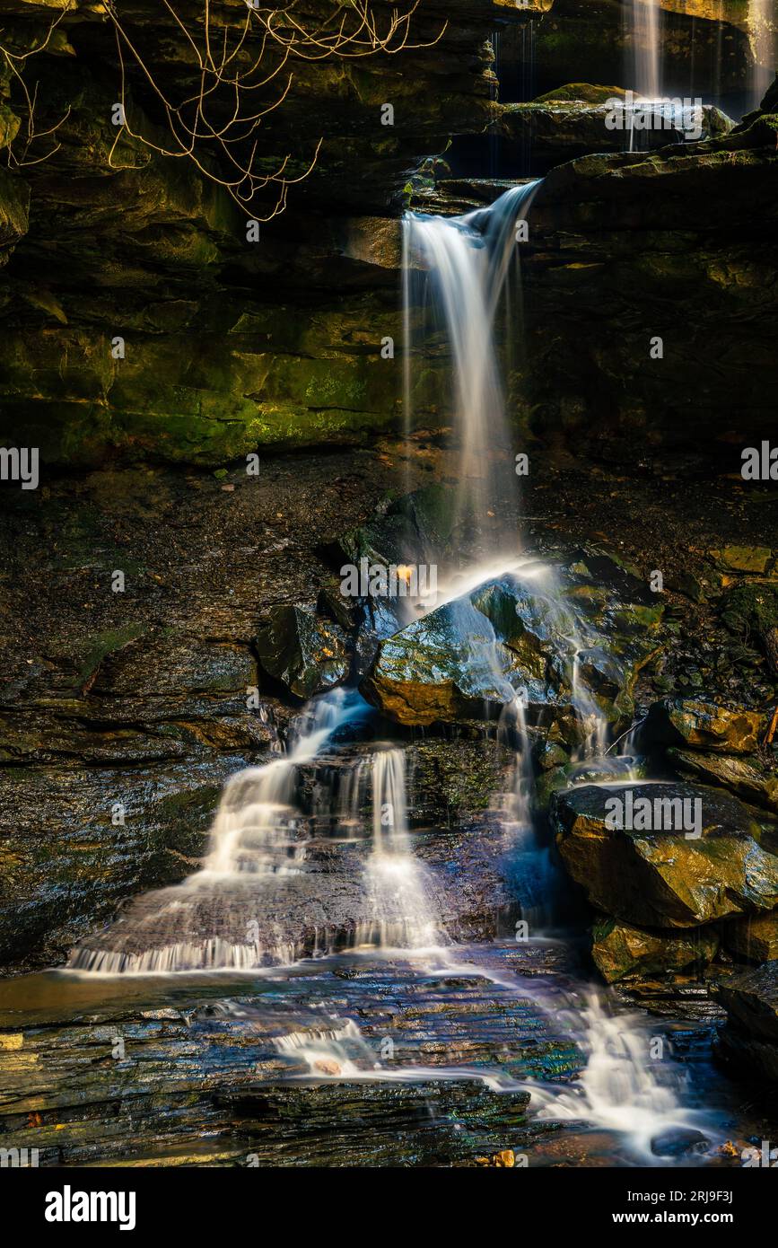 Malerisches Langzeitbild der McCammon Branch Falls in Kentucky Stockfoto