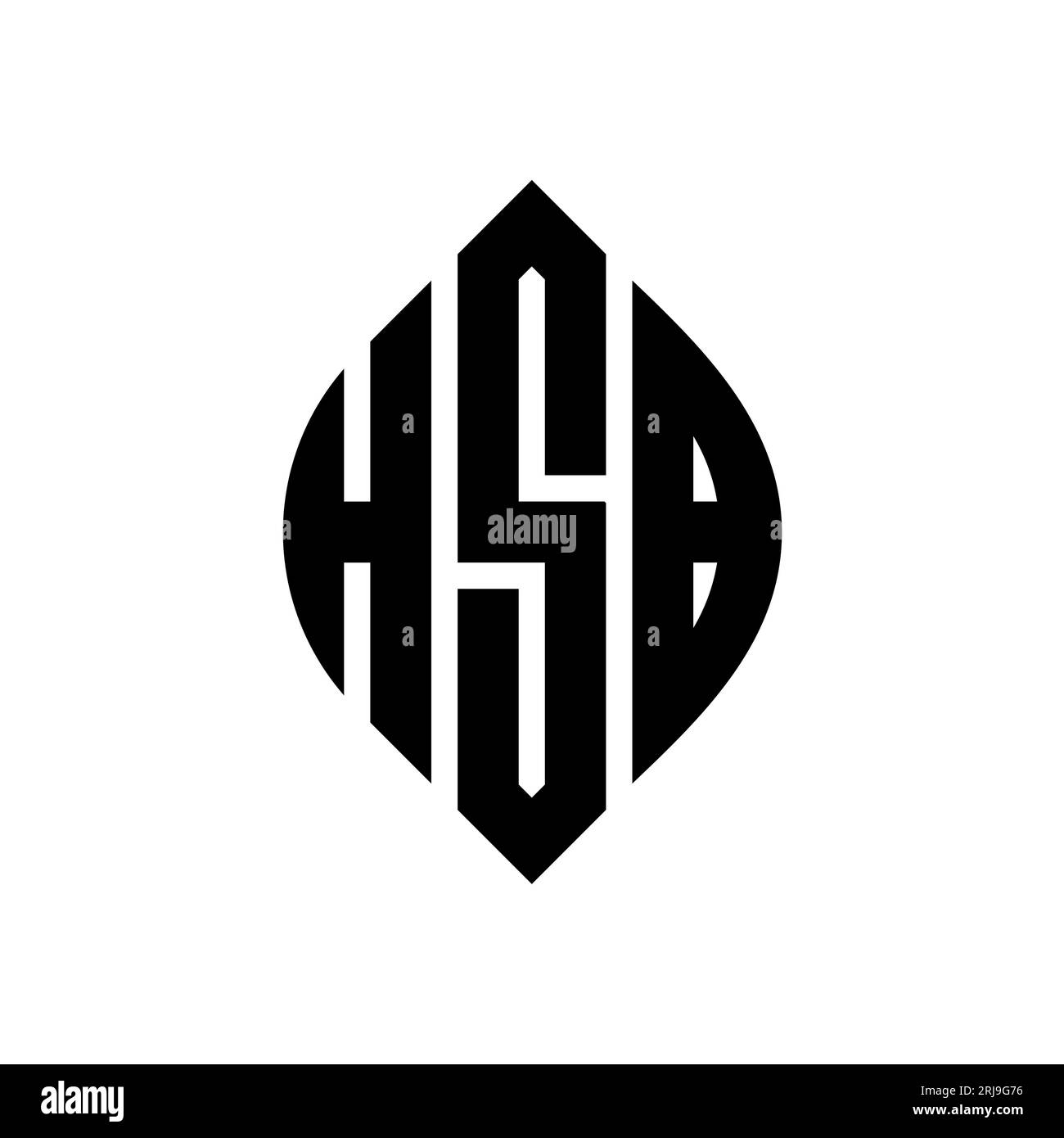 HSB-Logodesign mit kreisförmigem Buchstaben und Ellipsenform. HSB-Ellipsenbuchstaben im typografischen Stil. Die drei Initialen bilden ein kreisförmiges Logo. HSB CI Stock Vektor