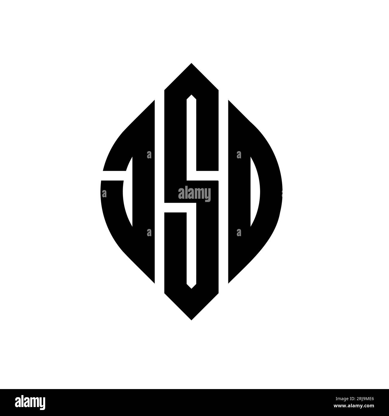 JSO-Logo mit kreisförmigem Buchstaben und Ellipsenform. JSO-Ellipsenbuchstaben im typografischen Stil. Die drei Initialen bilden ein kreisförmiges Logo. JSO-CI Stock Vektor