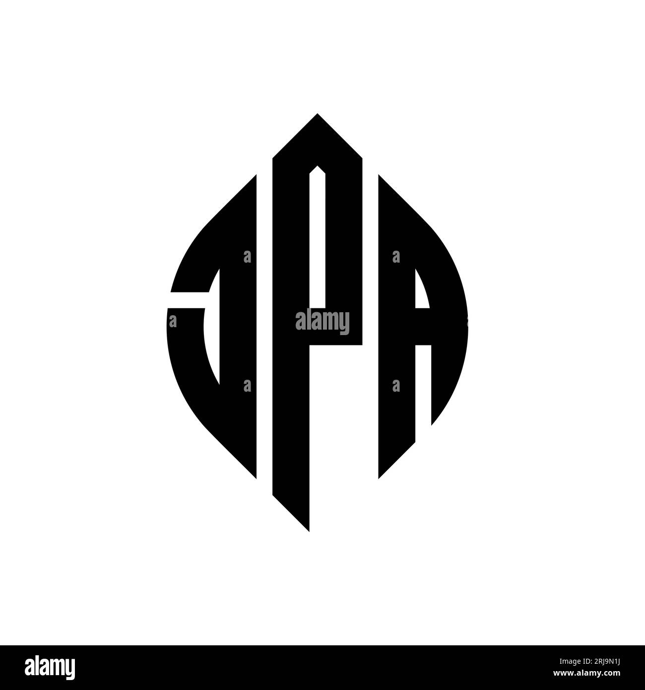 JPA-Logodesign mit kreisförmigem Buchstaben und Ellipsenform. JPA-Ellipsenbuchstaben im typografischen Stil. Die drei Initialen bilden ein kreisförmiges Logo. JPA-CI Stock Vektor