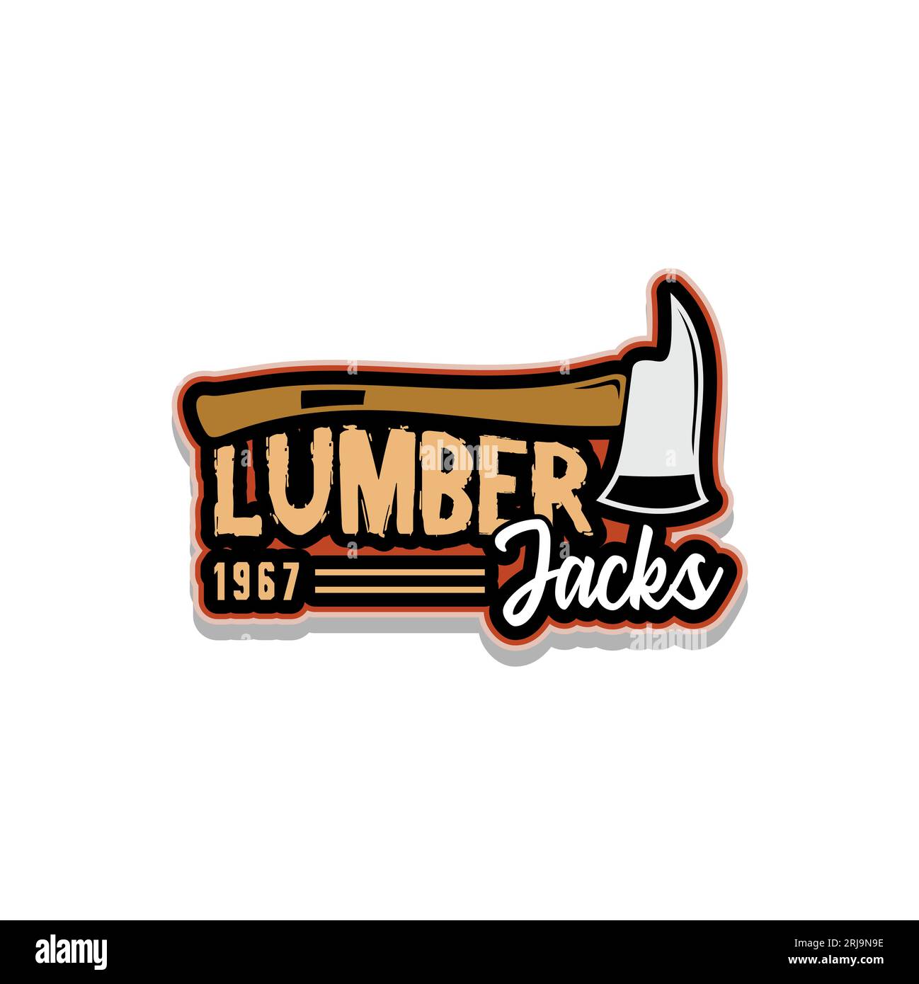 Lumberjack Logo , Axt mit Holzgriff Schneidewerkzeug Vektor Design Inspiration Stock Vektor