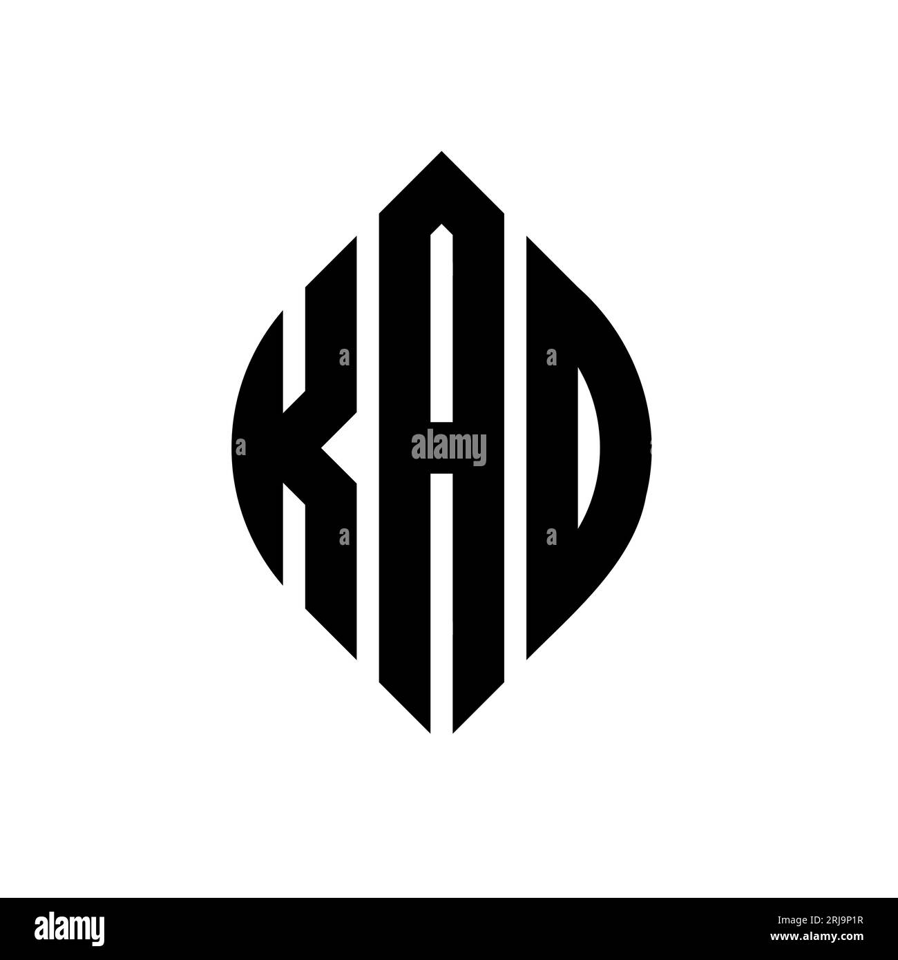 KAO-Logo mit kreisförmigem Buchstaben, Kreis- und Ellipsenform. KAO-Ellipsenbuchstaben im typografischen Stil. Die drei Initialen bilden ein kreisförmiges Logo. KAO CI Stock Vektor