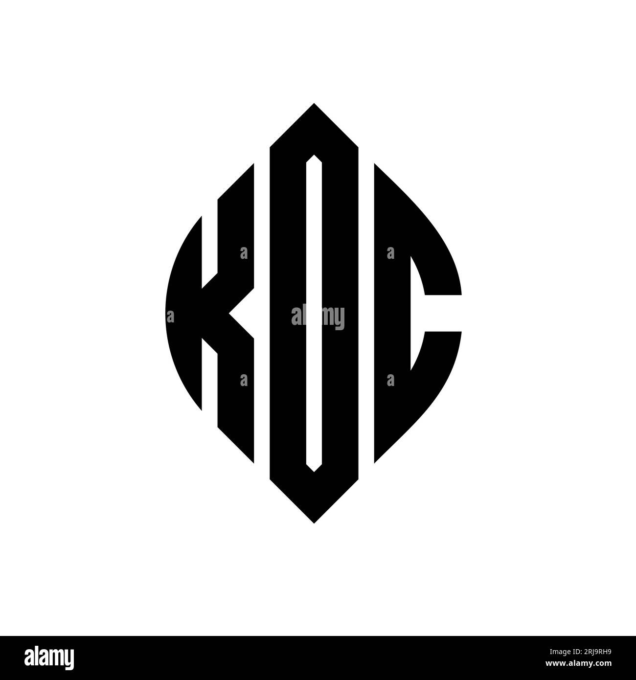 KOC-Logodesign mit kreisförmigem Buchstaben und Ellipsenform. KOC-Ellipsenbuchstaben im typografischen Stil. Die drei Initialen bilden ein kreisförmiges Logo. KOC CI Stock Vektor