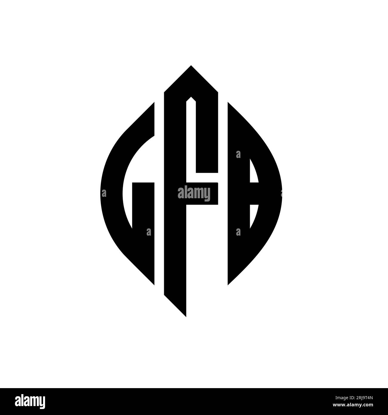 LFB kreisförmiges Logo mit Kreis- und Ellipsenform. LFB-Ellipsenbuchstaben im typografischen Stil. Die drei Initialen bilden ein kreisförmiges Logo. LFB CI Stock Vektor