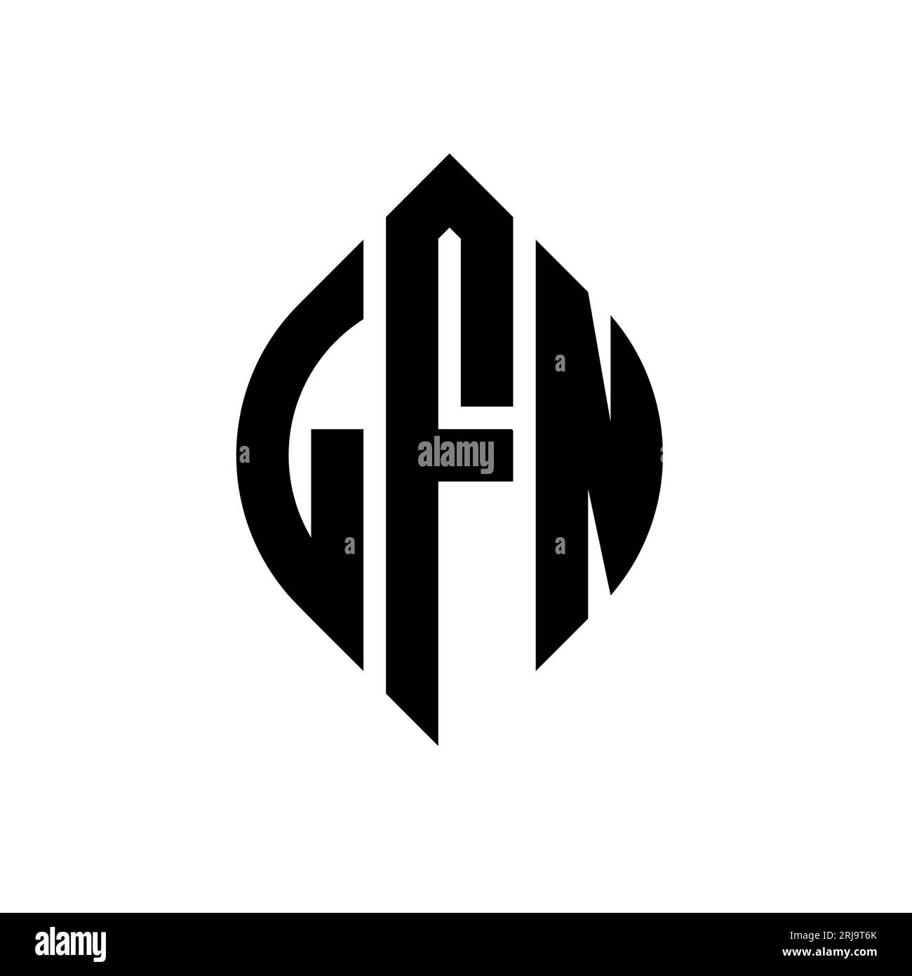 LFN-Logodesign mit kreisförmigem Buchstaben und Ellipsenform. LFN-Ellipsenbuchstaben im typografischen Stil. Die drei Initialen bilden ein kreisförmiges Logo. LFN CI Stock Vektor
