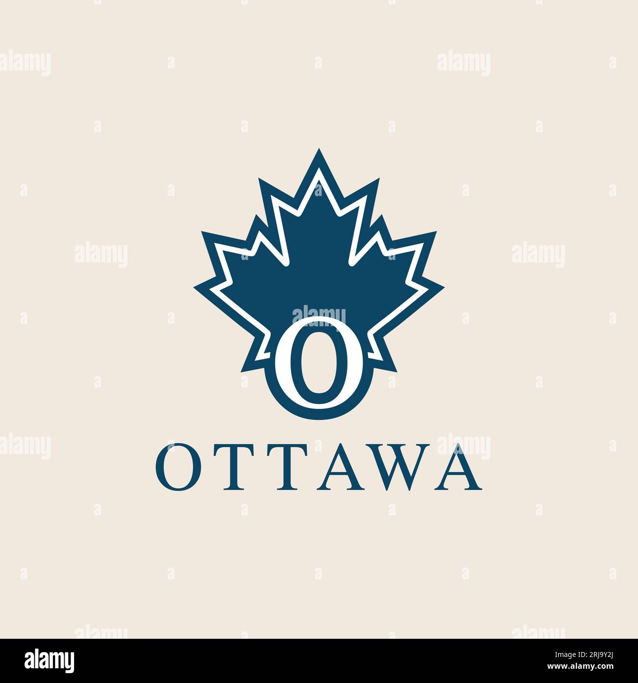 Ahornblatt-Logo und Buchstabe O Vector Concept Design Stock Vektor