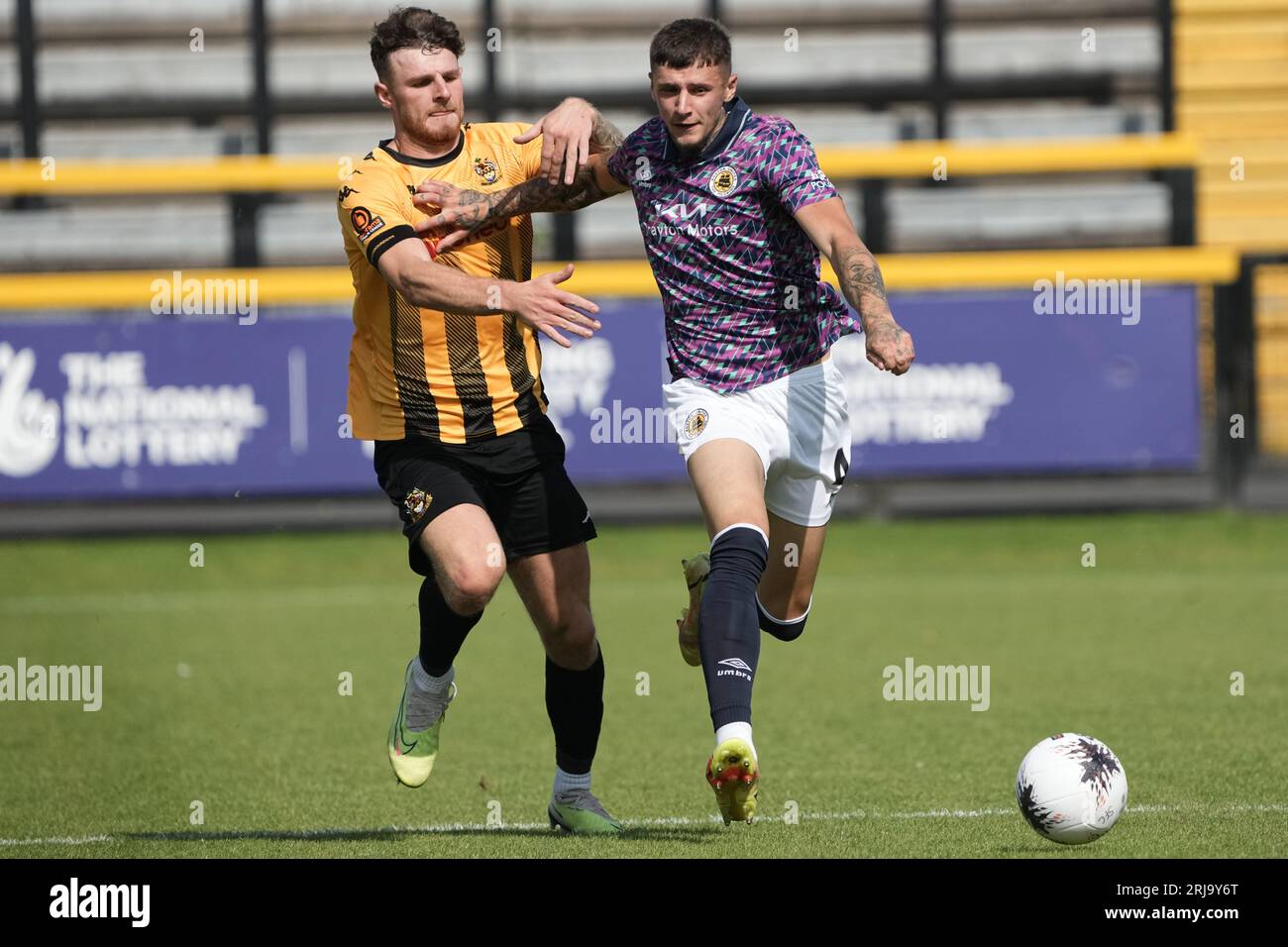 Southport gegen Boston United 19. August 2023 Big Help Stadium .Southport. Vanarama National League North. Southport 0 Boston United 2. Brad Nicholson und Tyler Walton Stockfoto