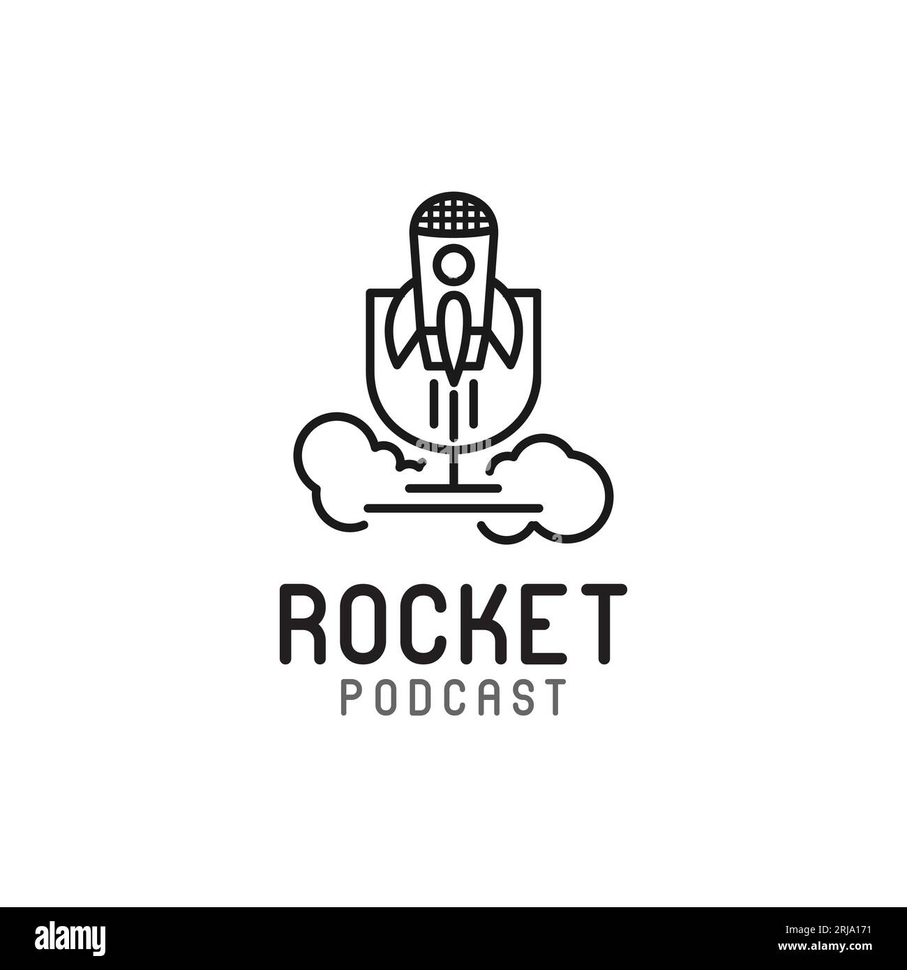 MIC Rocket Mikrofon Konferenz Podcast Radio Logo Design Stock Vektor