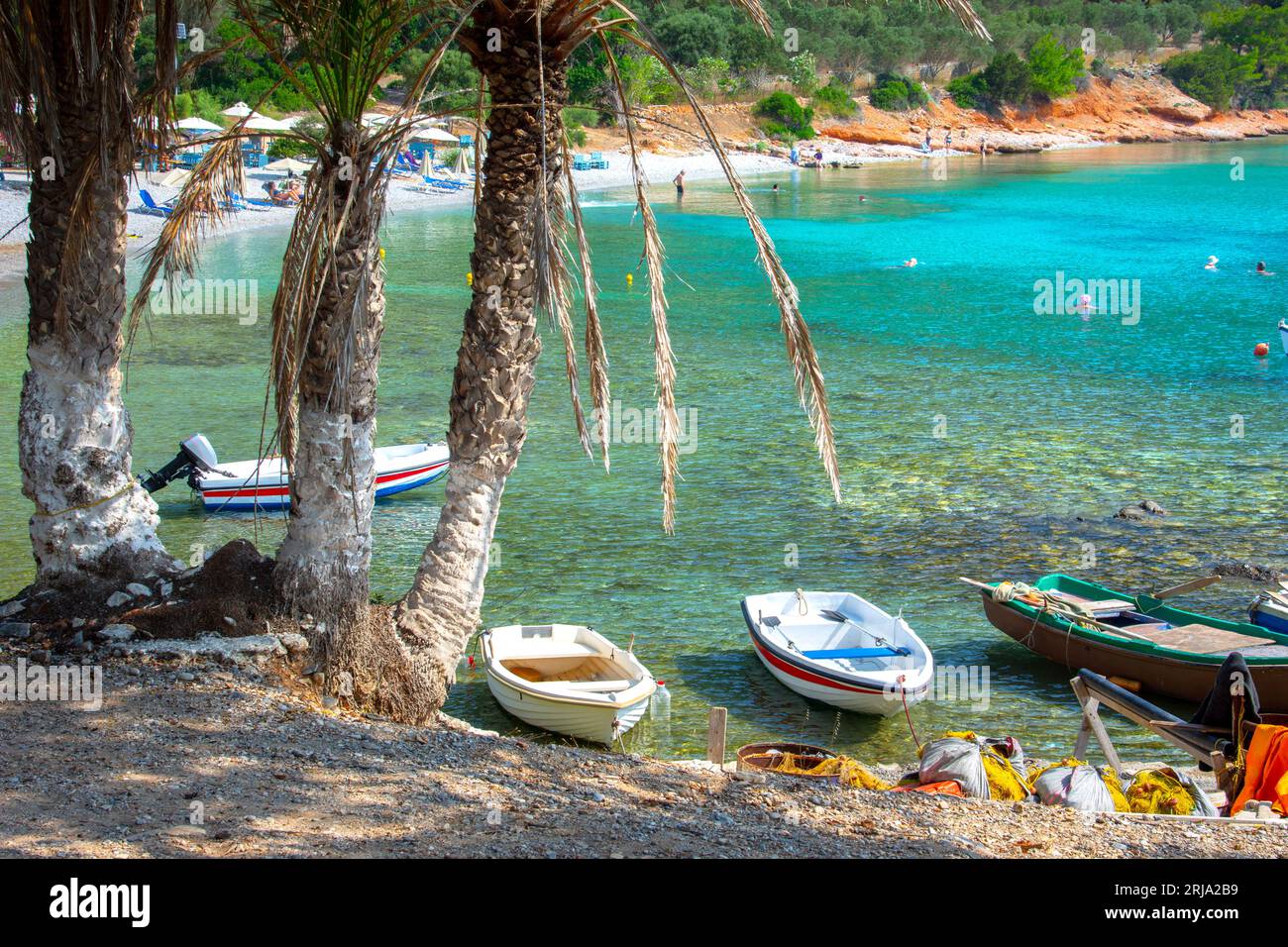 Exotischer Mourtias Strand auf Samos, Griechenland. Stockfoto