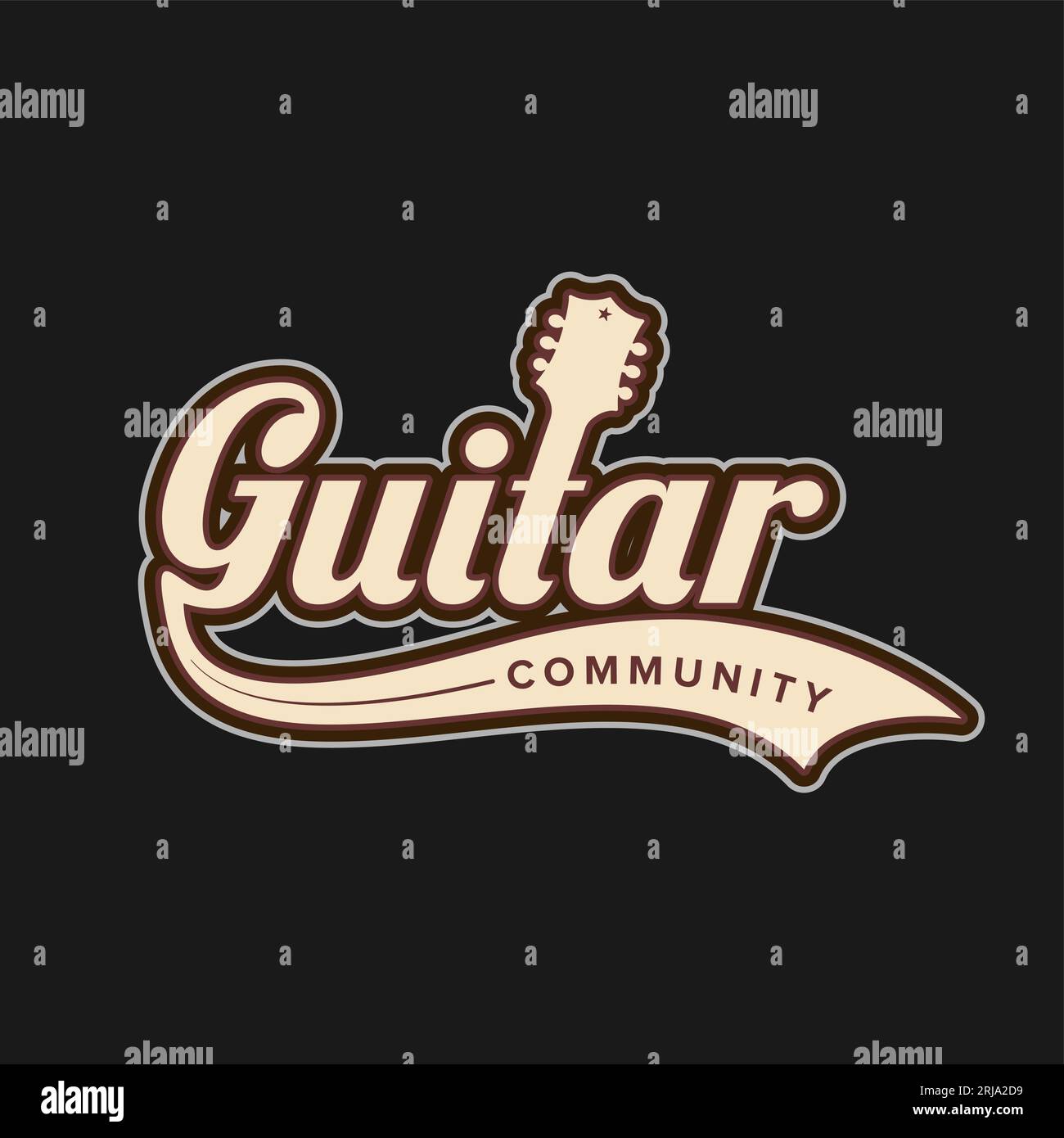 Einfaches minimalistisches Logo für die Gitarren-Community Stock Vektor