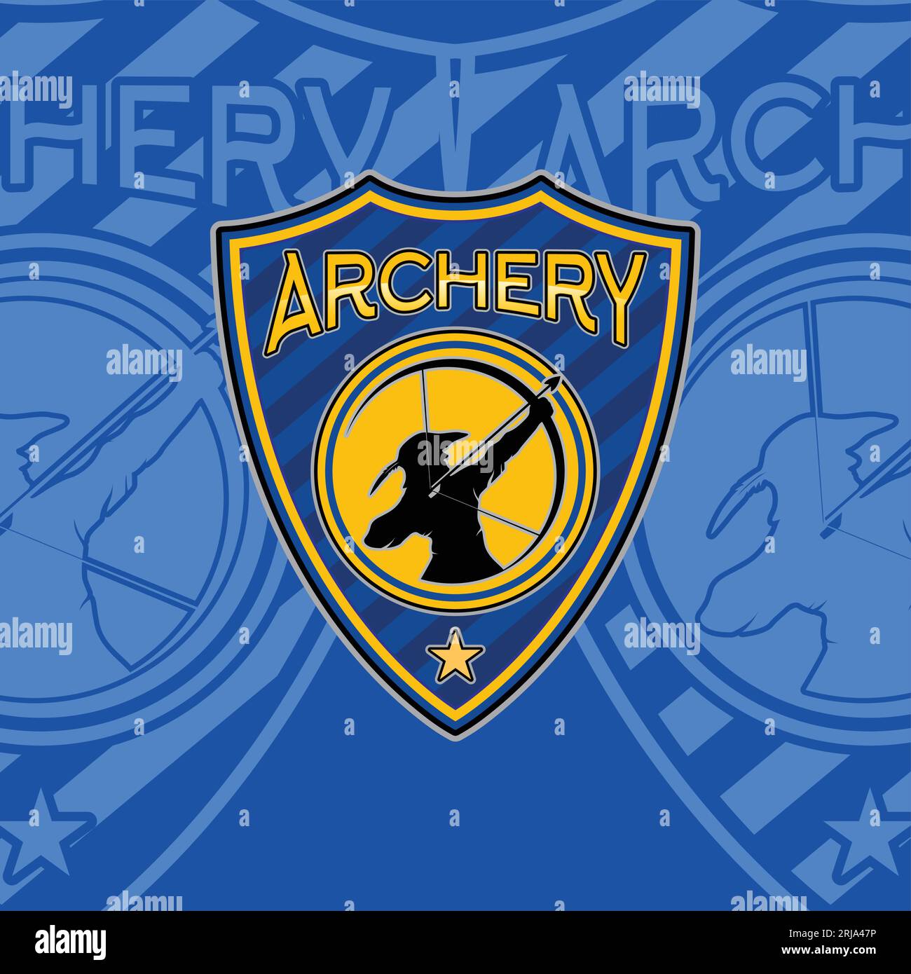Sportabzeichen im Bogenschießen, Archer-Logo im Shield-Design Stock Vektor