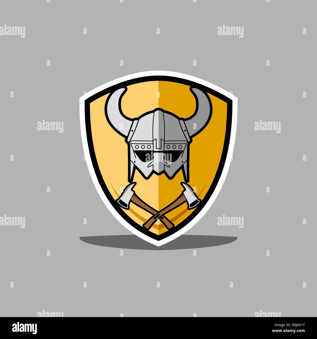 Moderner Wikingerhelm mit gekreuzter Axt für Esports Logo-Design Stock Vektor