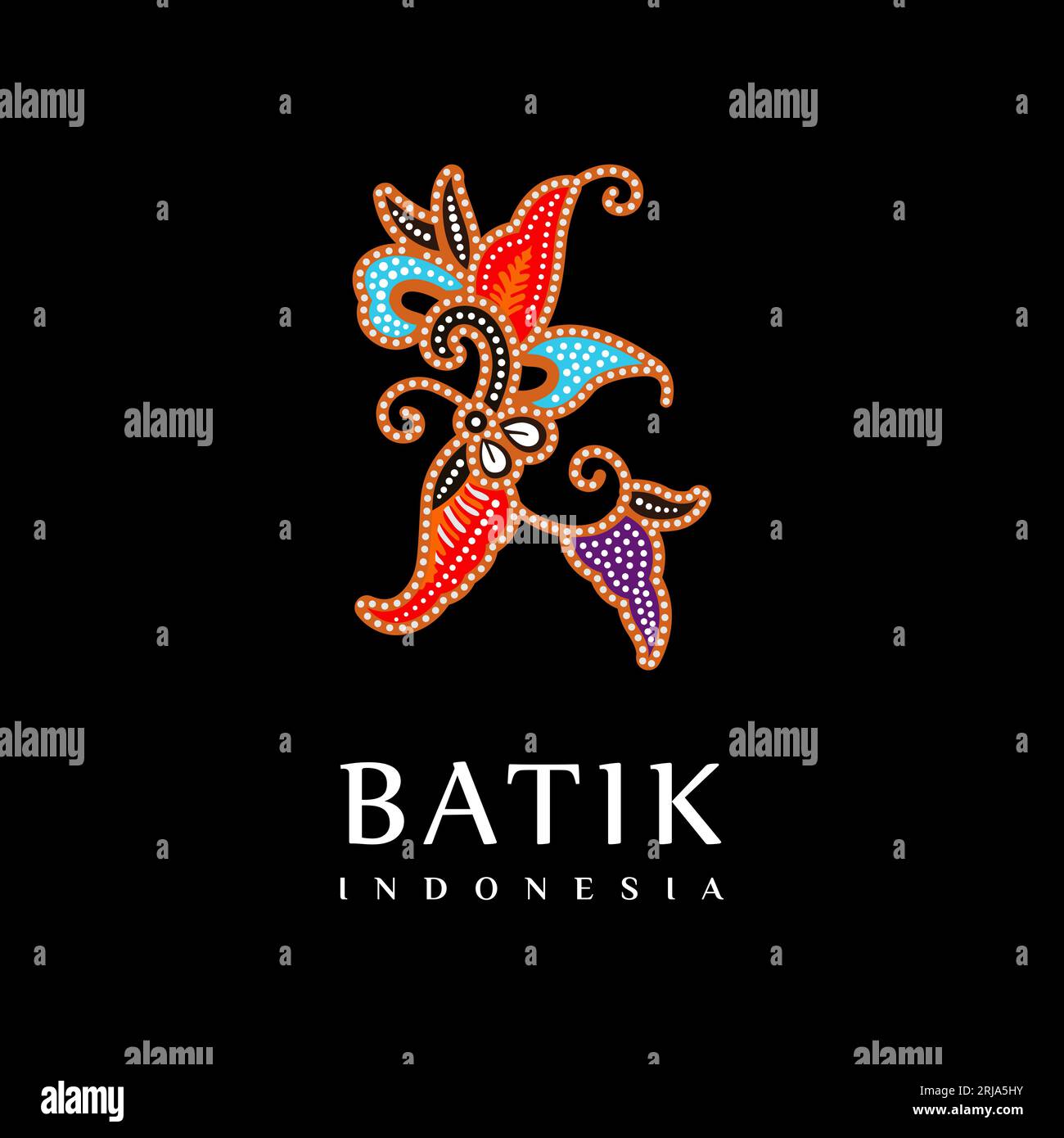 Indonesisches Batik-Logo Blumenblütenmotiv, geeignet für Boutique-Logo oder Stoffindustrie Stock Vektor