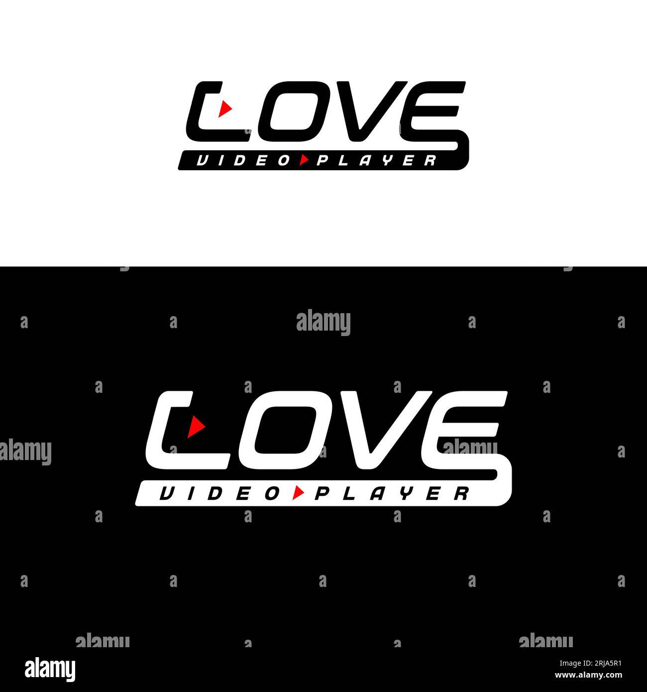 Typografie Love with Play oder Start Icon-Taste für Media Player Logo Vector Design Stock Vektor