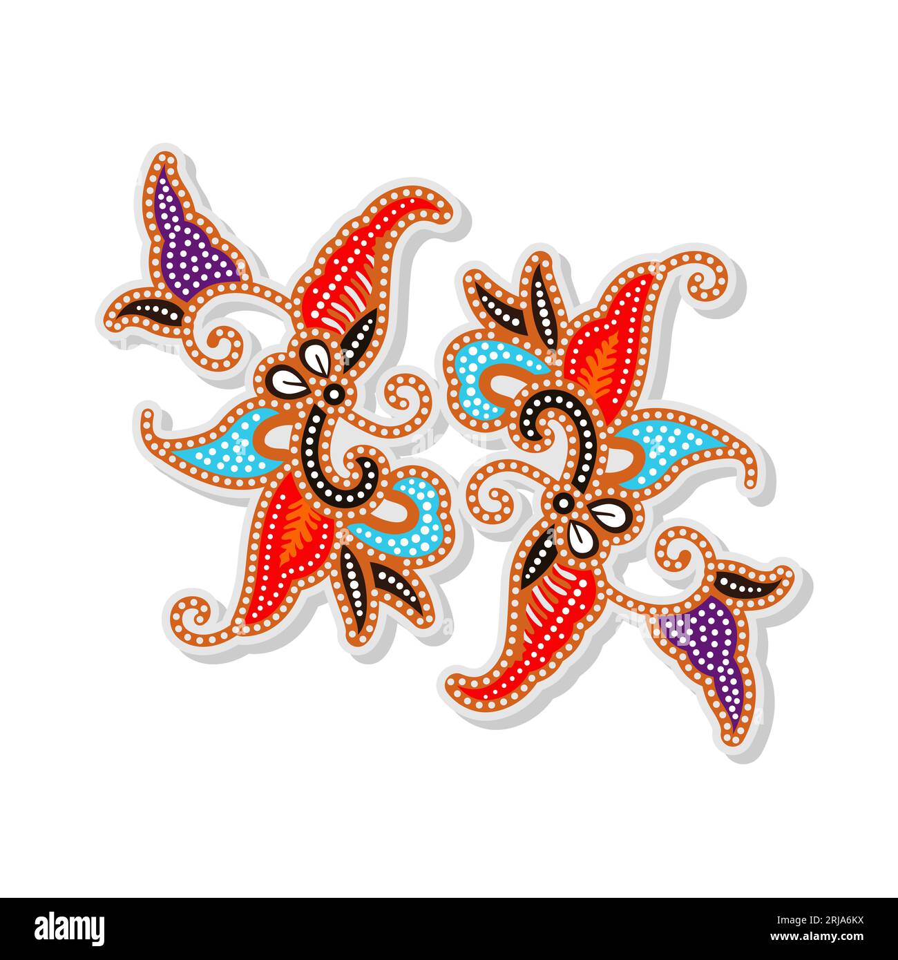 Batik-Illustration Mit Natürlichem Motiv, Indonesisches Batik-Vektor-Design Stock Vektor