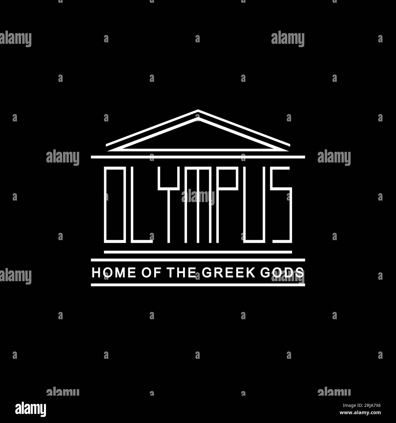 Olympus Typografie mit Säulenspalte, griechisches Rom, historisches Gebäude, Logo-Design Stock Vektor