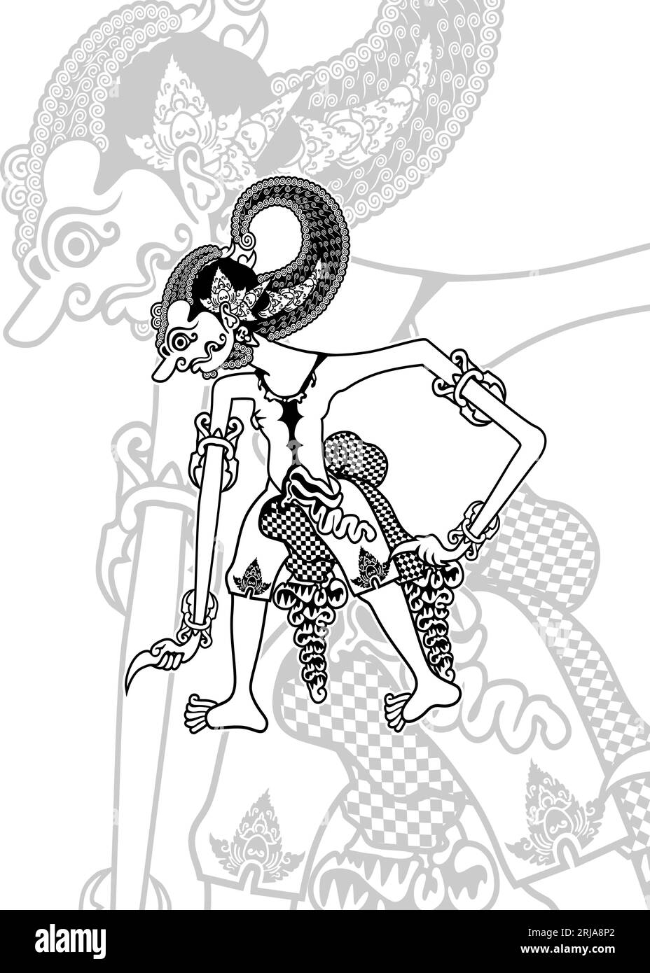 Wayang Bima oder Werkudara ist eine der Marionettenfiguren in Java und Indien Stock Vektor