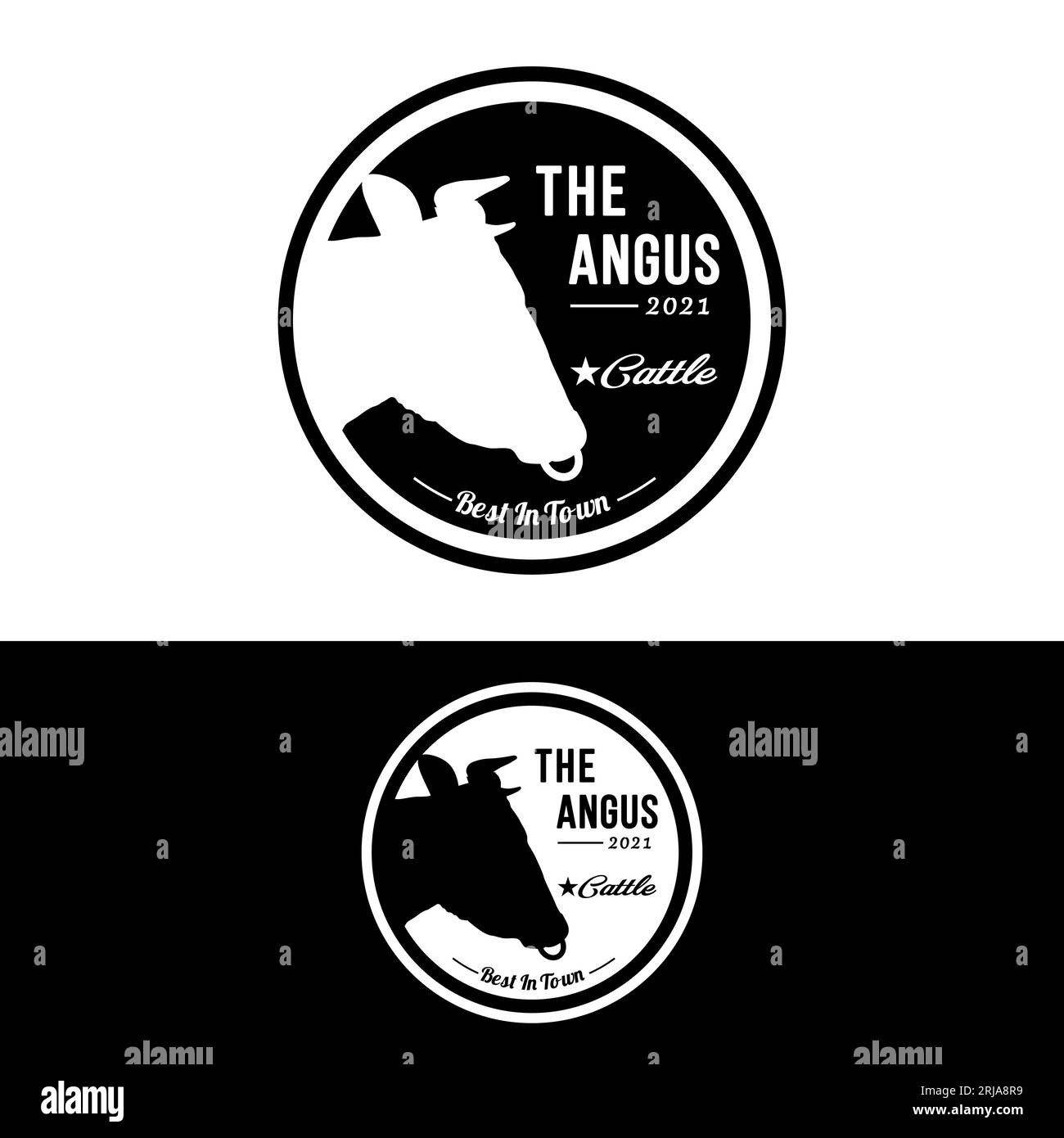 Cow Angus Beef Emblem Label Cattle Logo Design Vektor Stock Vektor