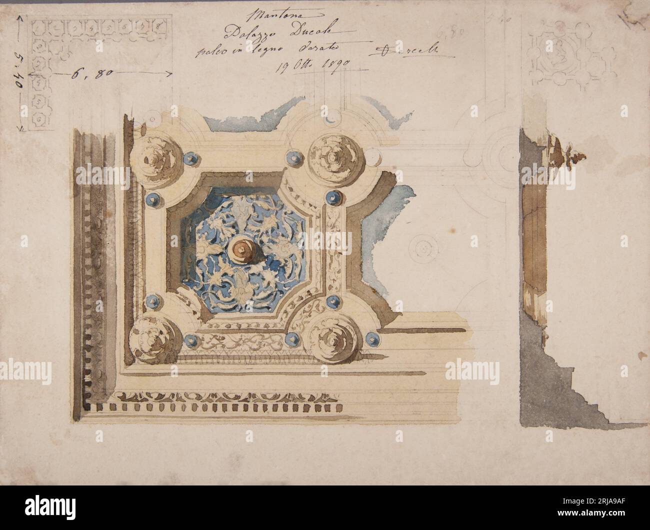Mantova Palazzo Ducale Paleo in Legno Darato 19. Oktober 1890 von Oreste Sercelli Stockfoto