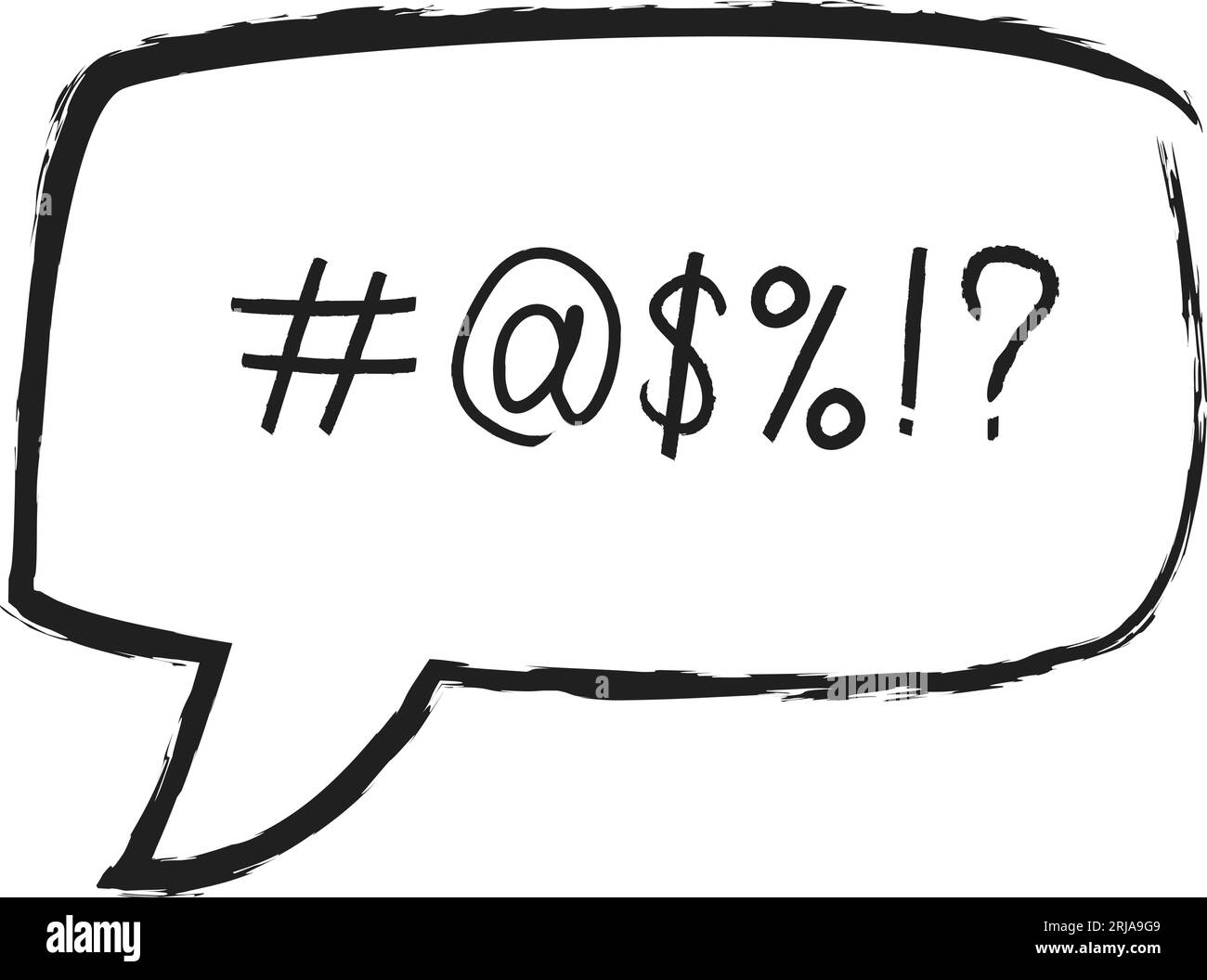 Schwöre Sprechblase im aggressiven naiven Doodle-Sketch-Stil. Hassbotschaft, schlechte Worte, Wut-Dialog-Konzept. Stock Vektor