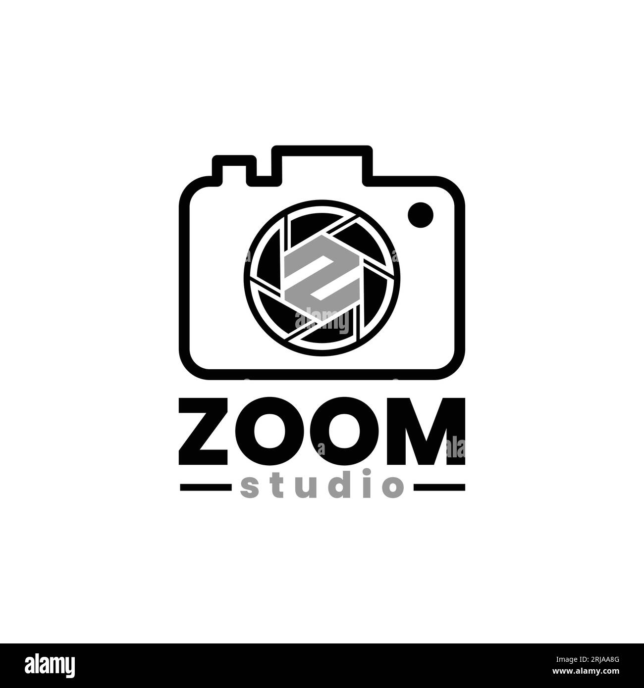 Initialen Buchstabe Z auf Kameraobjektiv Logo für Fotografen Studio Photo Design Inspiration Stock Vektor