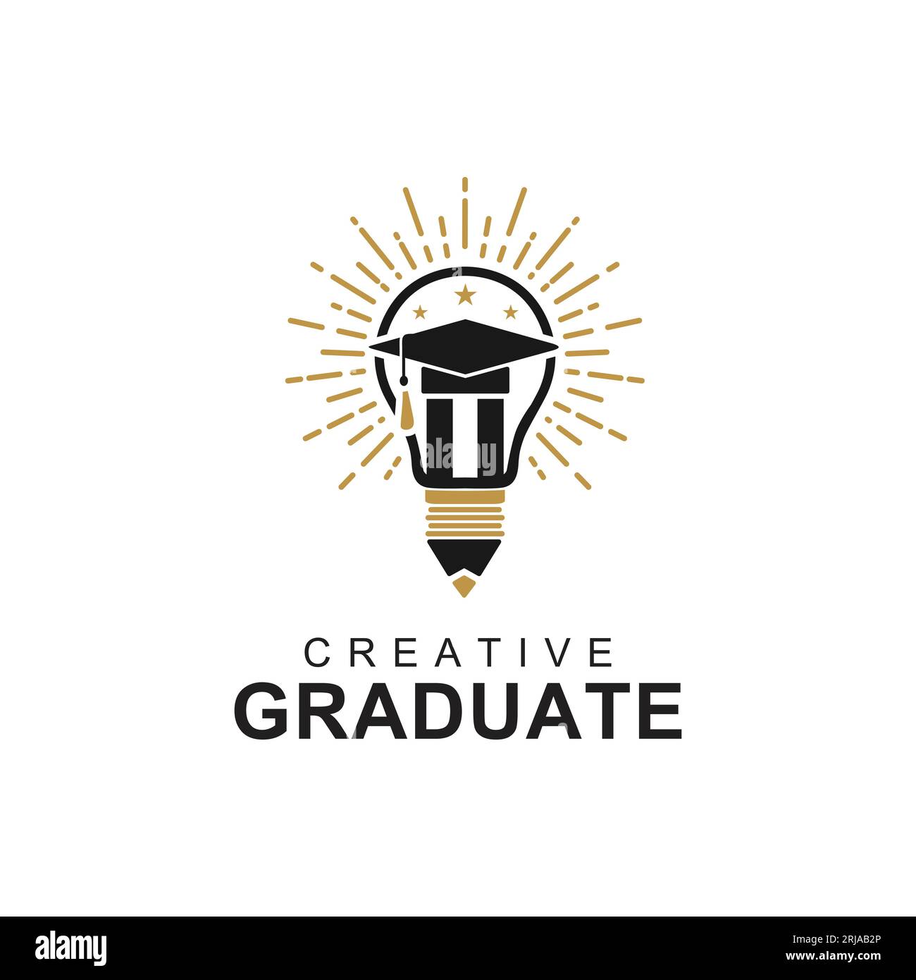 Glühlampe Graduate Cap Bleistift Logo für University Graduation Design Inspiration Stock Vektor
