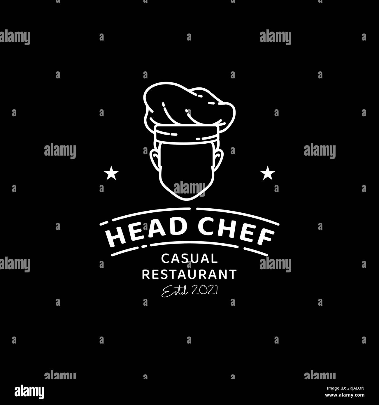 Minimalistisches Chef-Logo für Cafe Bar Klassisches Vintage Restaurant-Logo Stock Vektor