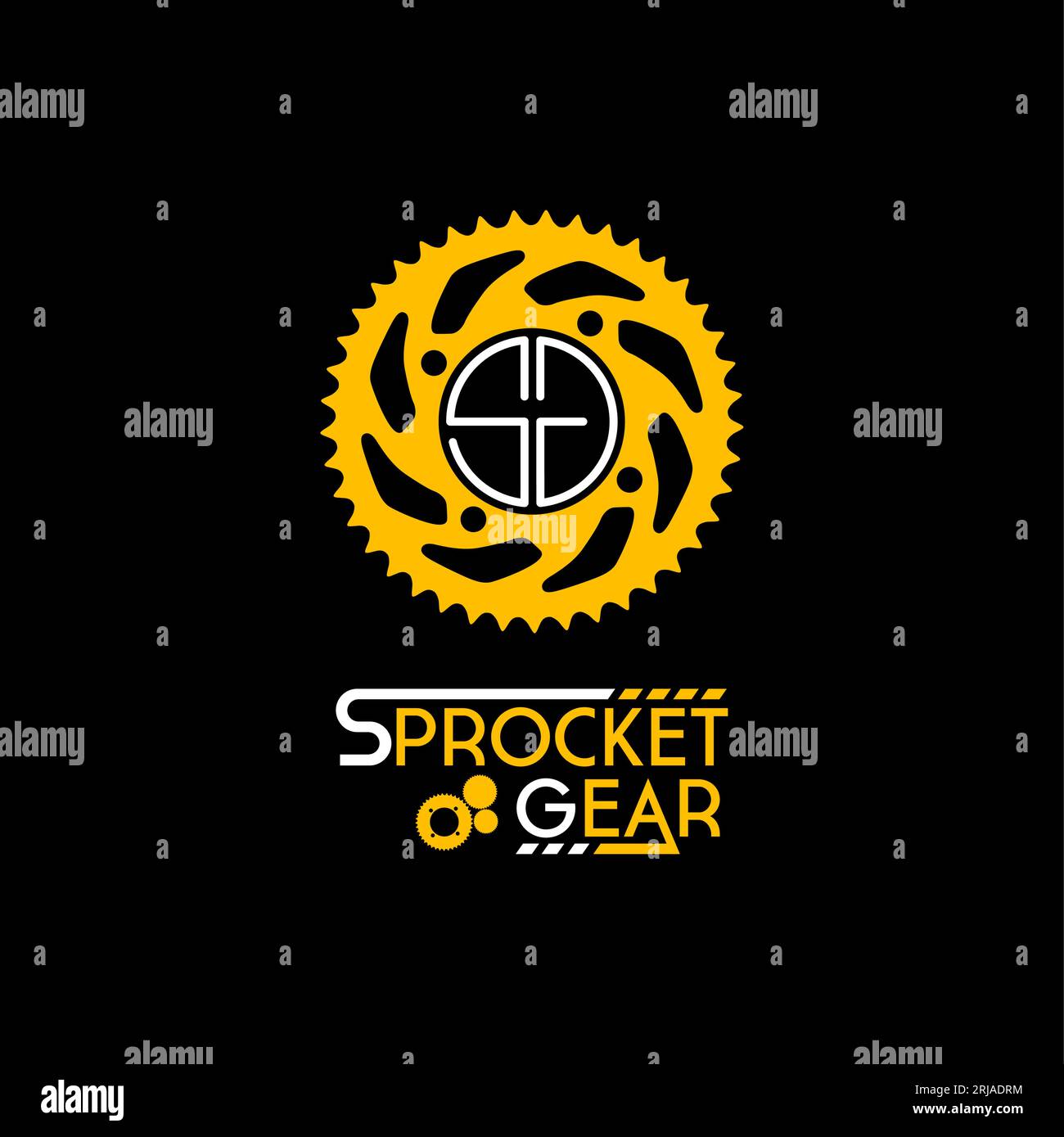 Logo Sprocket Chain Ring Initial Letter S and G For Bike Workshop Stock Vektor