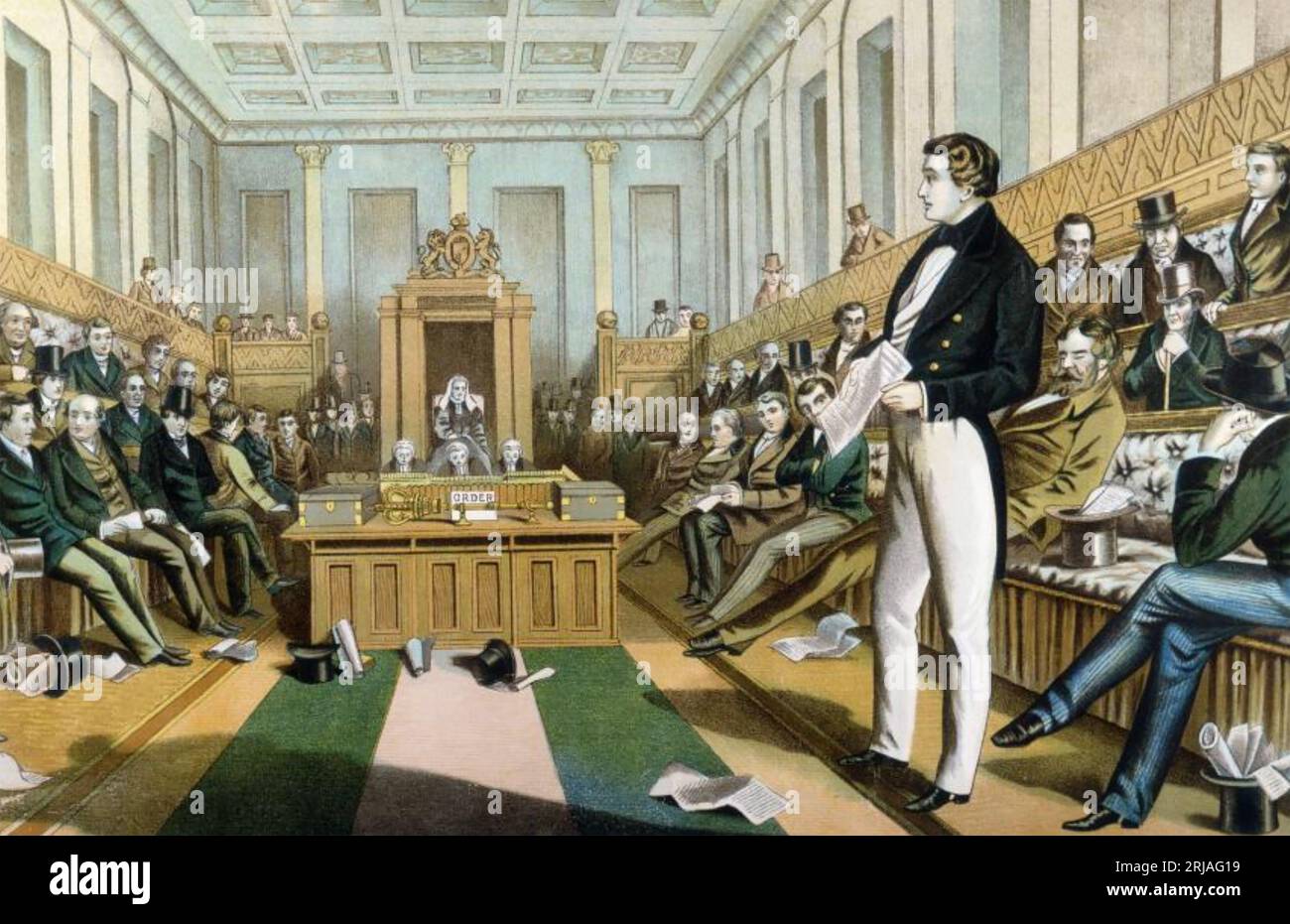WILLIAM EWART GLADSTONE (1809–1898) als britisch-liberaler Politiker 18323 in einer Debatte über Sklaverei Stockfoto