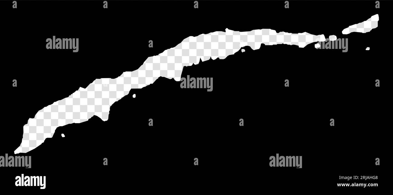 Schablonenkarte von Roatan. Einfache und minimal transparente Karte von Roatan. Schwarzes Rechteck mit geschnittener Form der Insel. Erstaunliche Vektorillustration. Stock Vektor