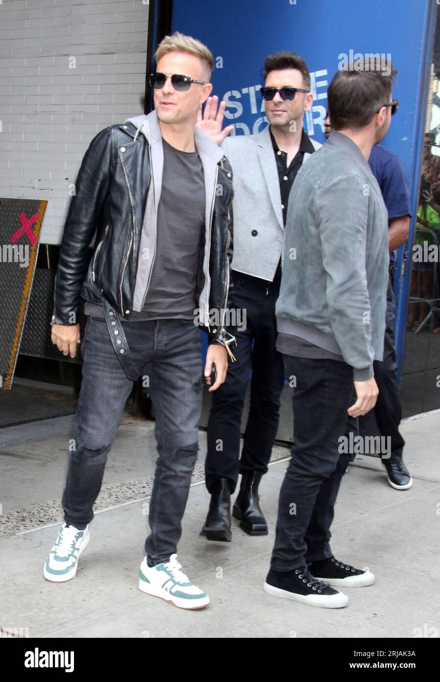 New York, New York, USA. August 2023. Shane Filan, Mark Feehily, stellte sich vor, als Westlife Good Morning America am 21. August 2023 in New York City besucht. Credit: Rw/Media Punch/Alamy Live News Stockfoto