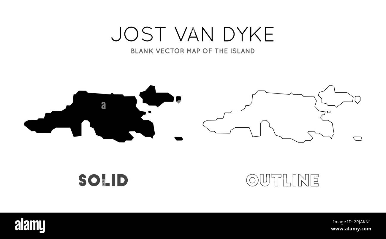 Jost Van Dyke Karte. Leere Vektorkarte der Insel. Borders of Jost Van Dyke für deine Infografik. Vektorillustration. Stock Vektor