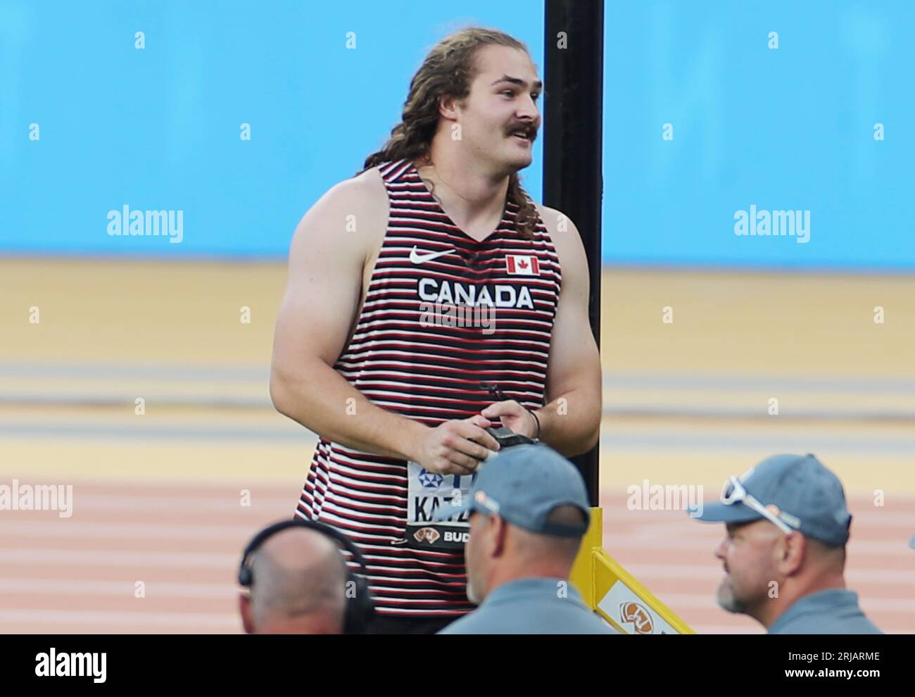 Budapest, Hongrie. August 2023. Ethan Katzberg von CAN Gold Medaille, Männer Hammer werfen während der Leichtathletik-Weltmeisterschaften 2023 am 20. August 2023 in Nemzeti Atletikai Kozpont in Budapest, Ungarn - Foto Laurent Lairys/DPPI Credit: DPPI Media/Alamy Live News Stockfoto