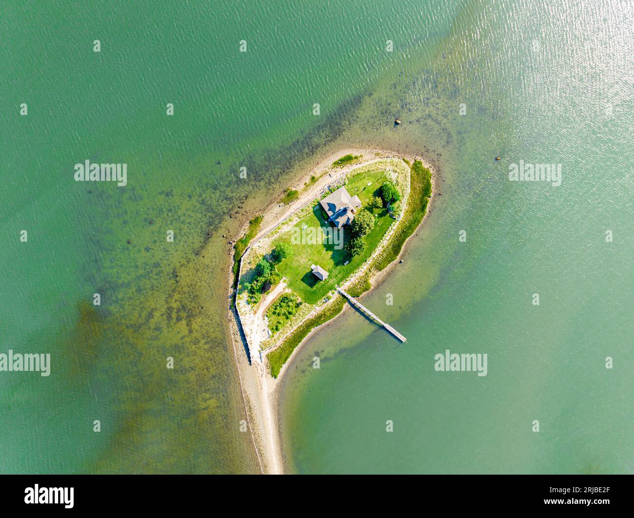 Luftaufnahme der Insel taylors, Shelter Island, ny Stockfoto