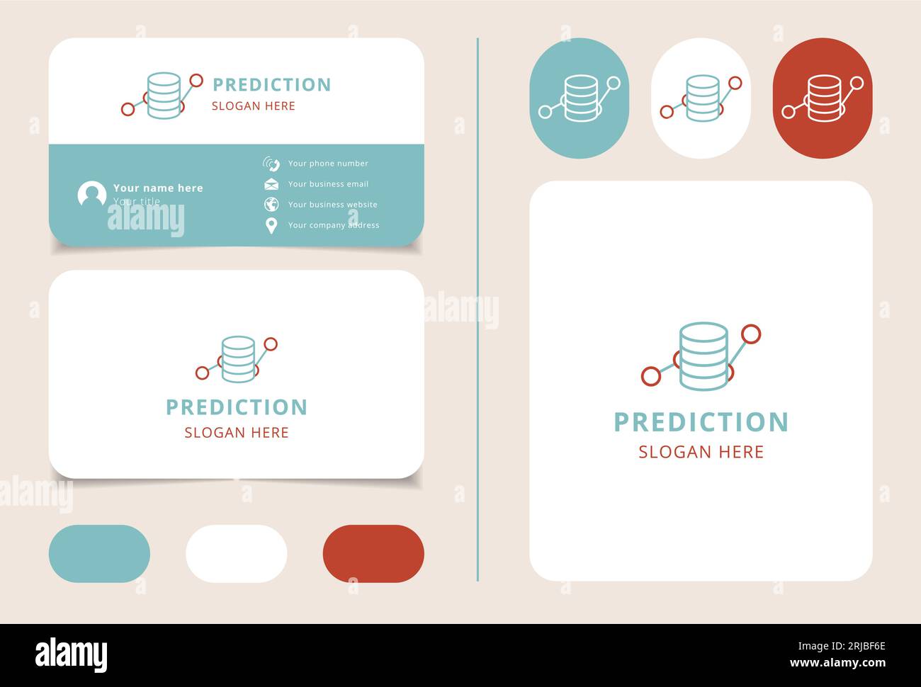 Prediction Logo-Design mit editierbarem Slogan. Markenbuch und Visitenkartenvorlage. Stock Vektor