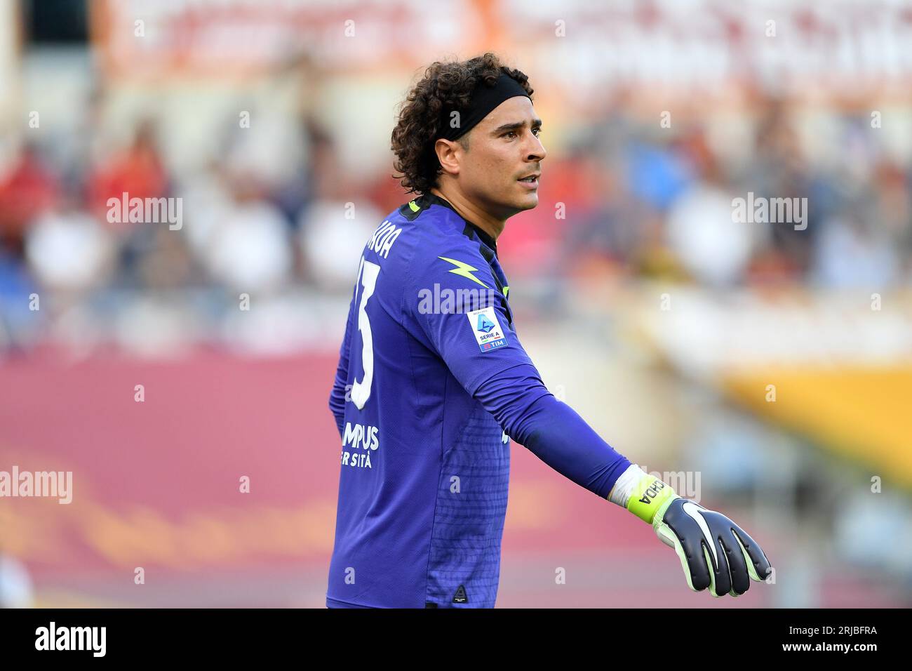 Guillermo Ochoa von US Salernitana zeigt während des Spiels der Serie A zwischen AS Roma und US Salernitana im Stadio Olimpico, Rom, Italien am Sonntag, den 20 Stockfoto