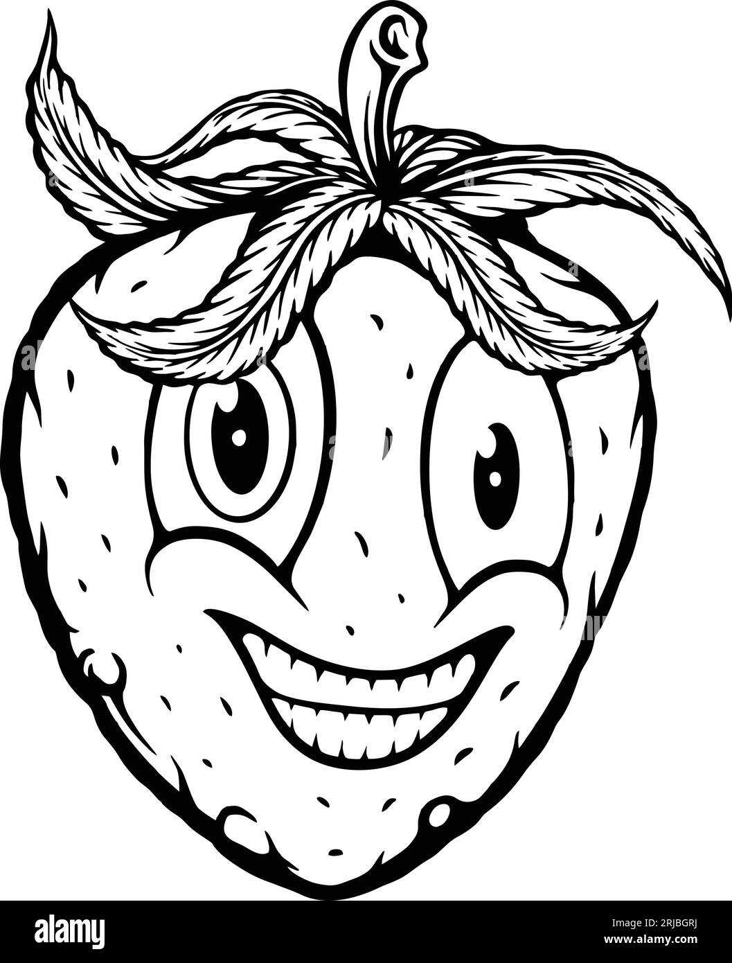 Beere niedliche Erdbeerfrucht Illustration monochrome Vektorillustrationen für Ihr Arbeitslogo, Merchandise-T-Shirt, Aufkleber und Etikettendesigns, Poster, Stock Vektor