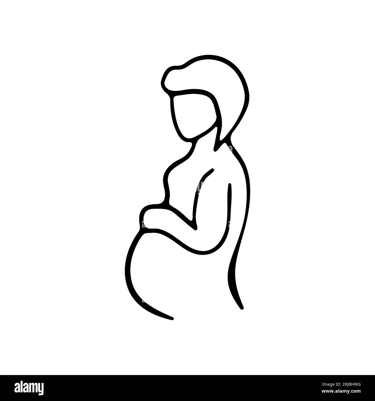 Symbol für Schwangerschaftslinie. Übungen für zukünftige Mütter, psychologische Vorbereitung, Geburt. Vektor-Symbol mit schwarzer Linie auf weißem Hintergrund für Business Stock Vektor