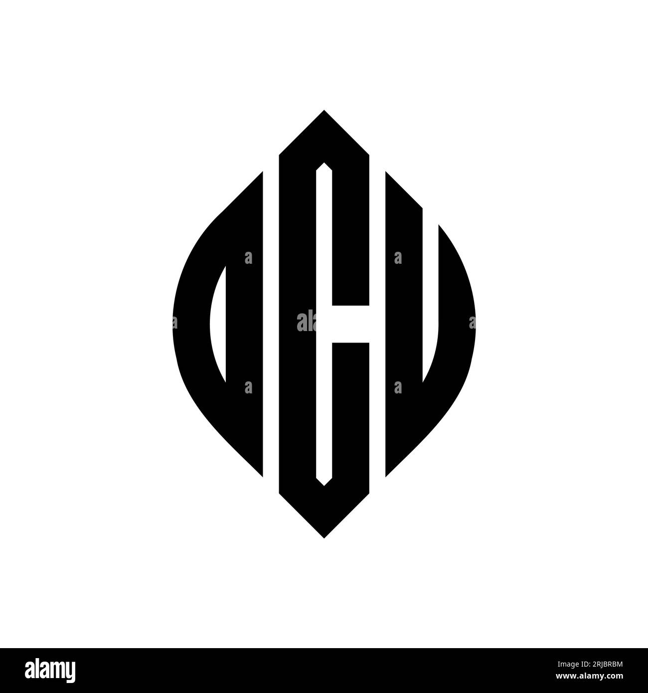 OCU-Logodesign mit kreisförmigem Buchstaben und Ellipsenform. OCU-Ellipsenbuchstaben im typografischen Stil. Die drei Initialen bilden ein kreisförmiges Logo. OCU-CI Stock Vektor