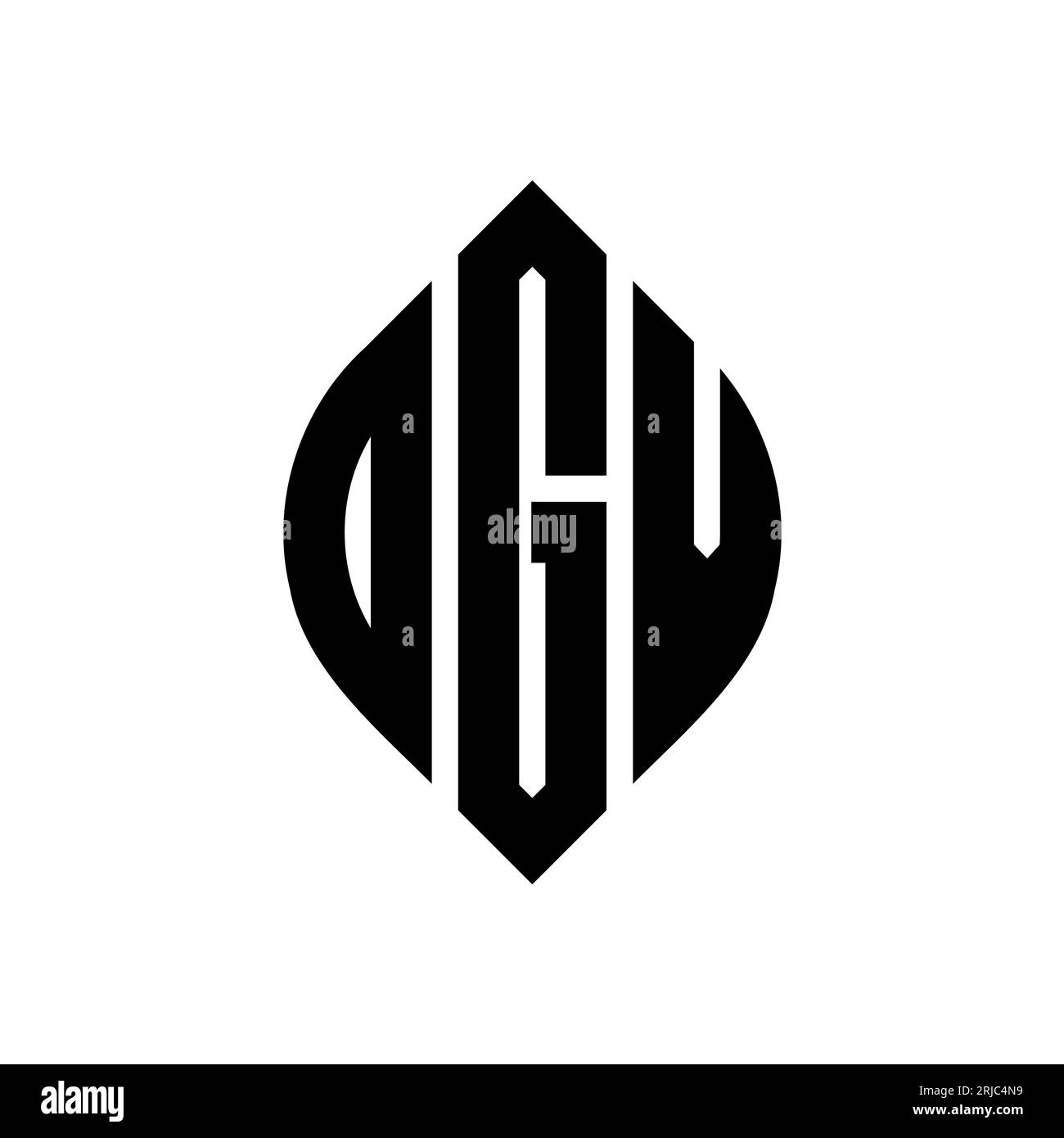 OGV kreisförmiges Logo mit Kreis- und Ellipsenform. OGV-Ellipsenbuchstaben im typografischen Stil. Die drei Initialen bilden ein kreisförmiges Logo. OGV CI Stock Vektor