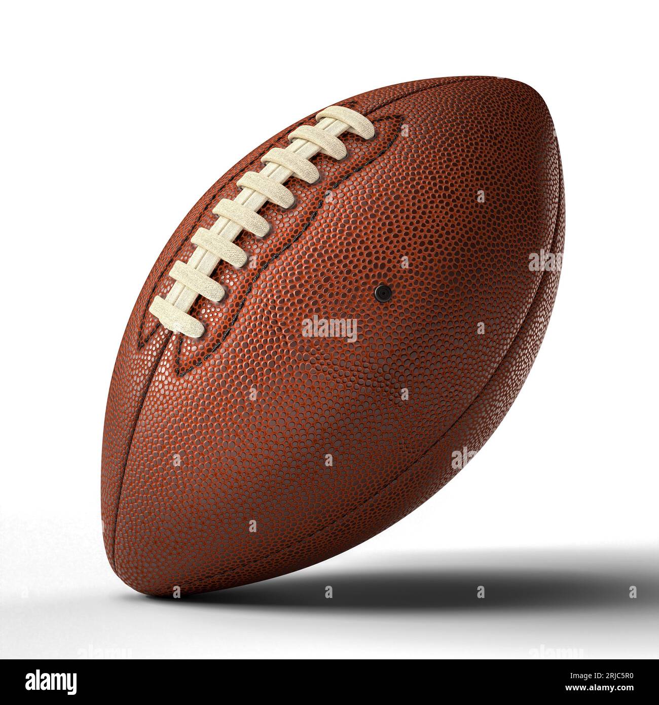 3D-Rendering American Football Ball isoliert auf weiß. Sportlicher Hintergrund Stockfoto