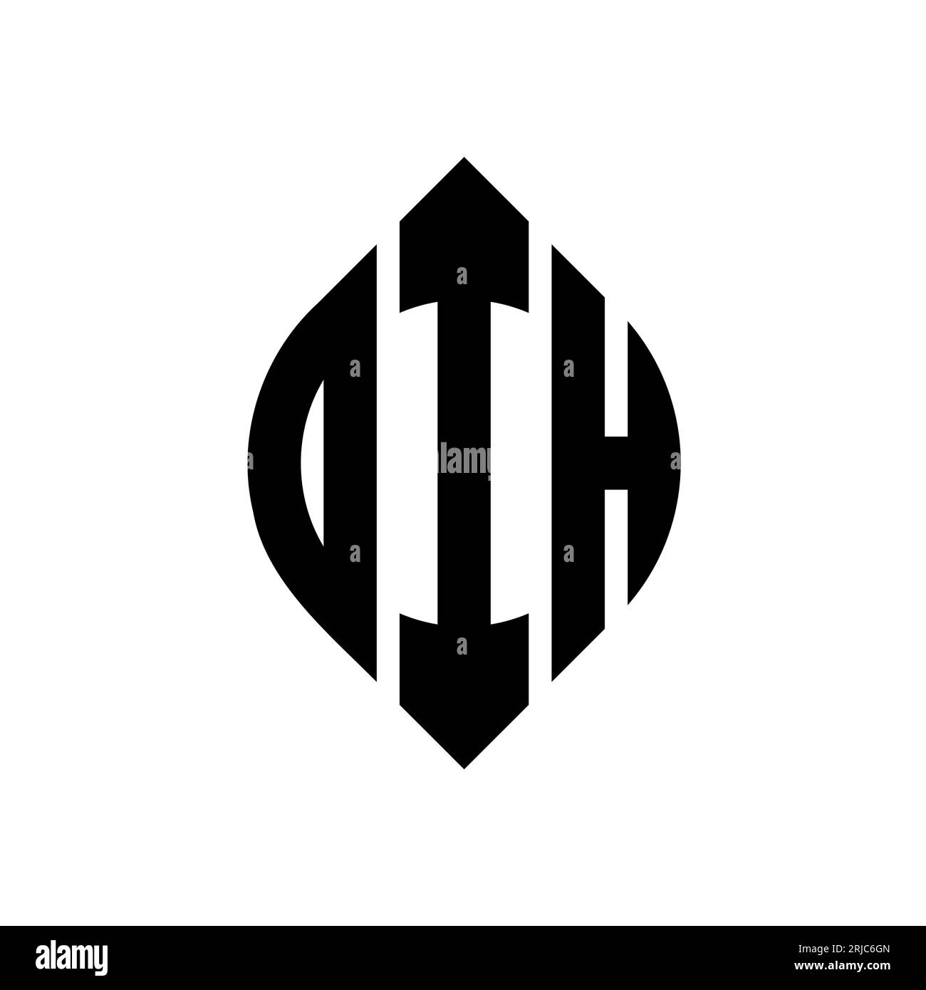 OIH-Logodesign mit kreisförmigem Buchstaben und Ellipsenform. OIH-Ellipsenbuchstaben im typografischen Stil. Die drei Initialen bilden ein kreisförmiges Logo. OIH CI Stock Vektor