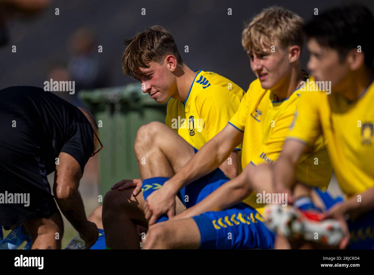 Broendby, Dänemark. August 2023. Oscar Schwartau (41) von Broendby IF bei einem Testspiel zwischen Broendby IF und FC Nordsjaelland in Bane 1 in Broendby. (Foto: Gonzales Photo - Teis Markfoged). Stockfoto