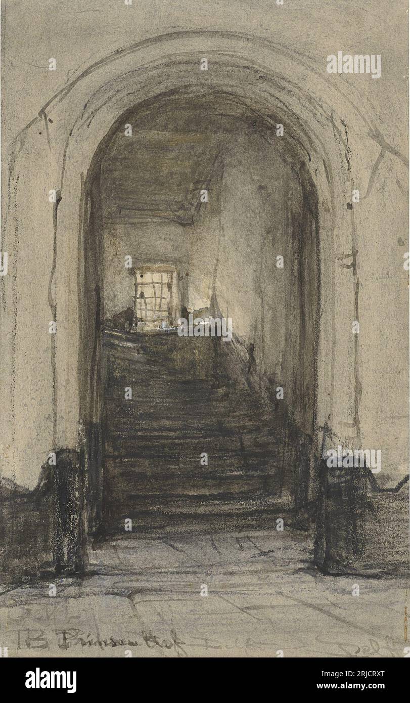 Die Treppe im Prinsenhof in Delft, wo 1584 Prinz Wilhelm I. zwischen 1827 und 1891 von Johannes Bosboom ermordet wurde Stockfoto