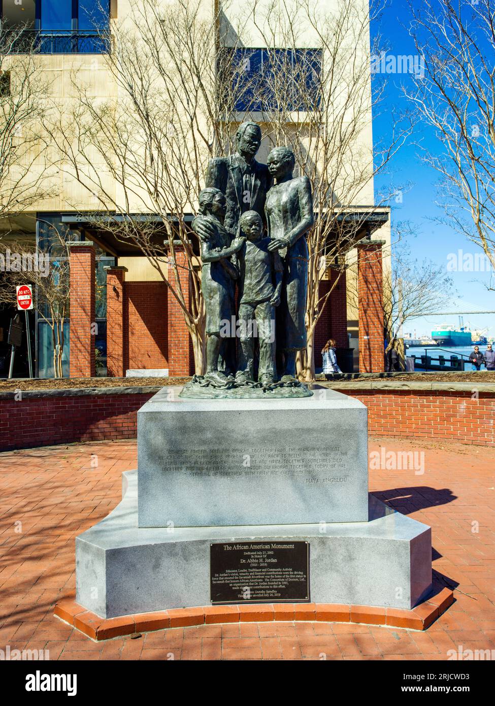 River Street und das African American Monument Savannah, Georgia, Vereinigte Staaten von Amerika Stockfoto