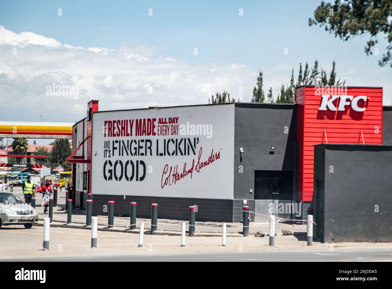 Eine Filiale einer amerikanischen Fast Food-Hühnerrestaurant-Kette, Kentucky Fried Chicken (KFC) in Nakuru Town. Stockfoto