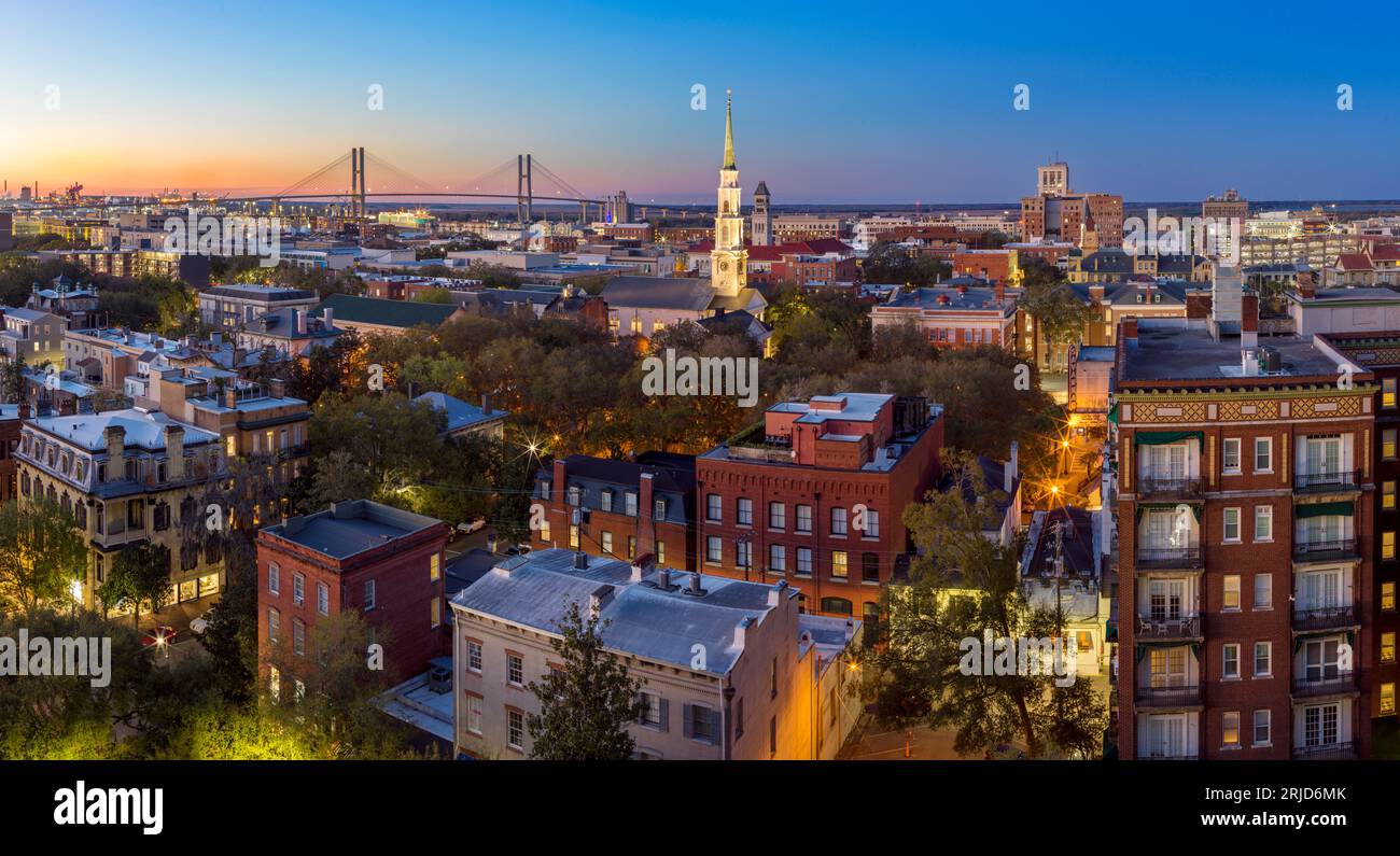 Skyline von Savannah Savannah, Georgia, Vereinigte Staaten von Amerika Stockfoto