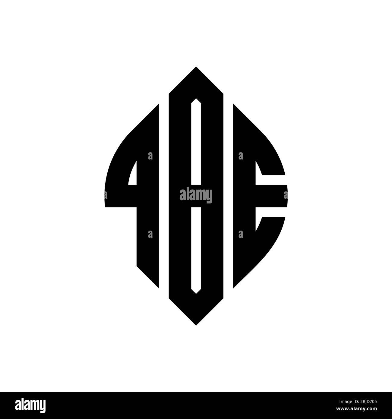 QBE kreisförmiges Logo mit Kreis- und Ellipsenform. QBE-Ellipsenbuchstaben im typografischen Stil. Die drei Initialen bilden ein kreisförmiges Logo. QBE CI Stock Vektor