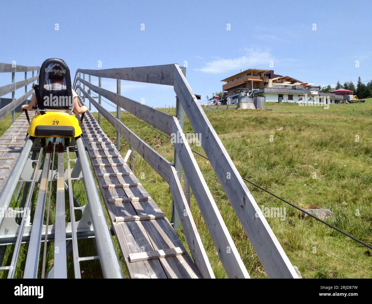 Fieberbrunn, Österreich, die Alpine Coaster in Timoks wilder Welt. Stockfoto