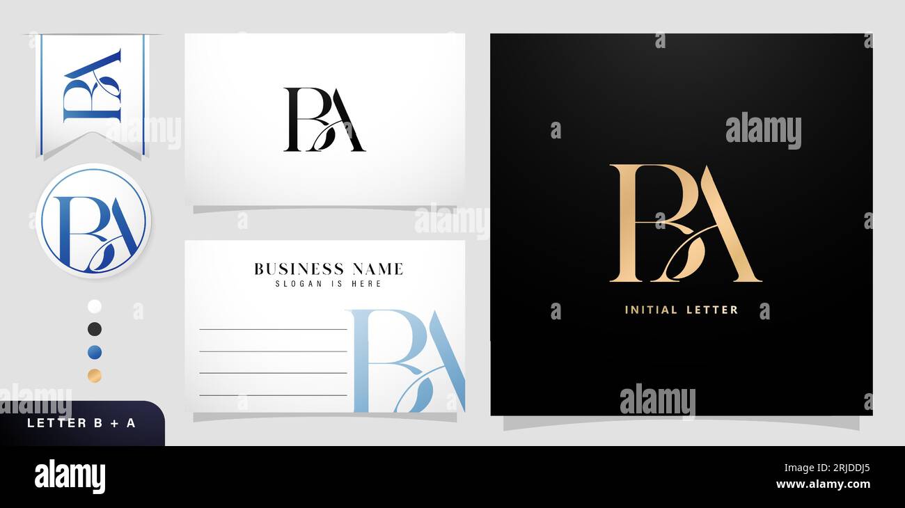 BA Monogramm Brief Firmenlogo Element Vorlage Alphabet Set Visitenkarte für Werbematerial, Collage Print, Werbung Kampagne Marketing Stock Vektor
